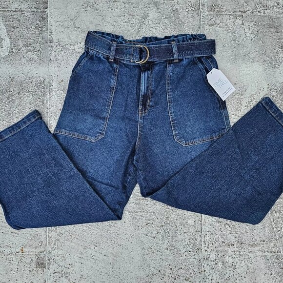 Time and Tru Women Jeans B Wide Legs Jeans W/ Belt Blue Cotton Denim Size 12 - Picture 2 of 11